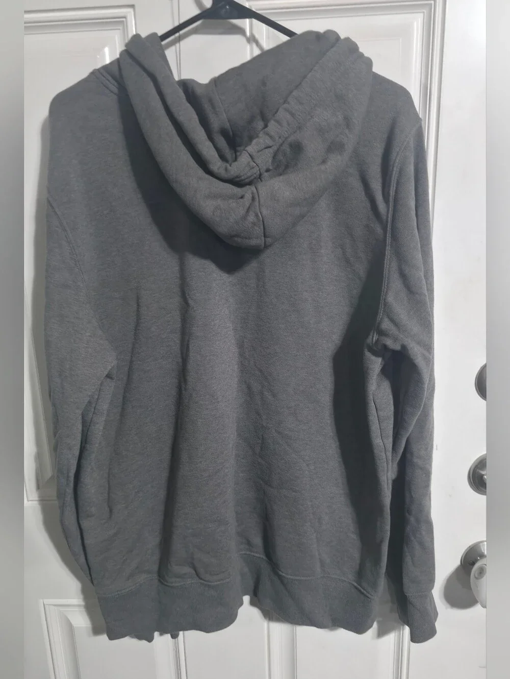 The North Face Men's Grey Hoodie with Red, White & Blue Logo Size L